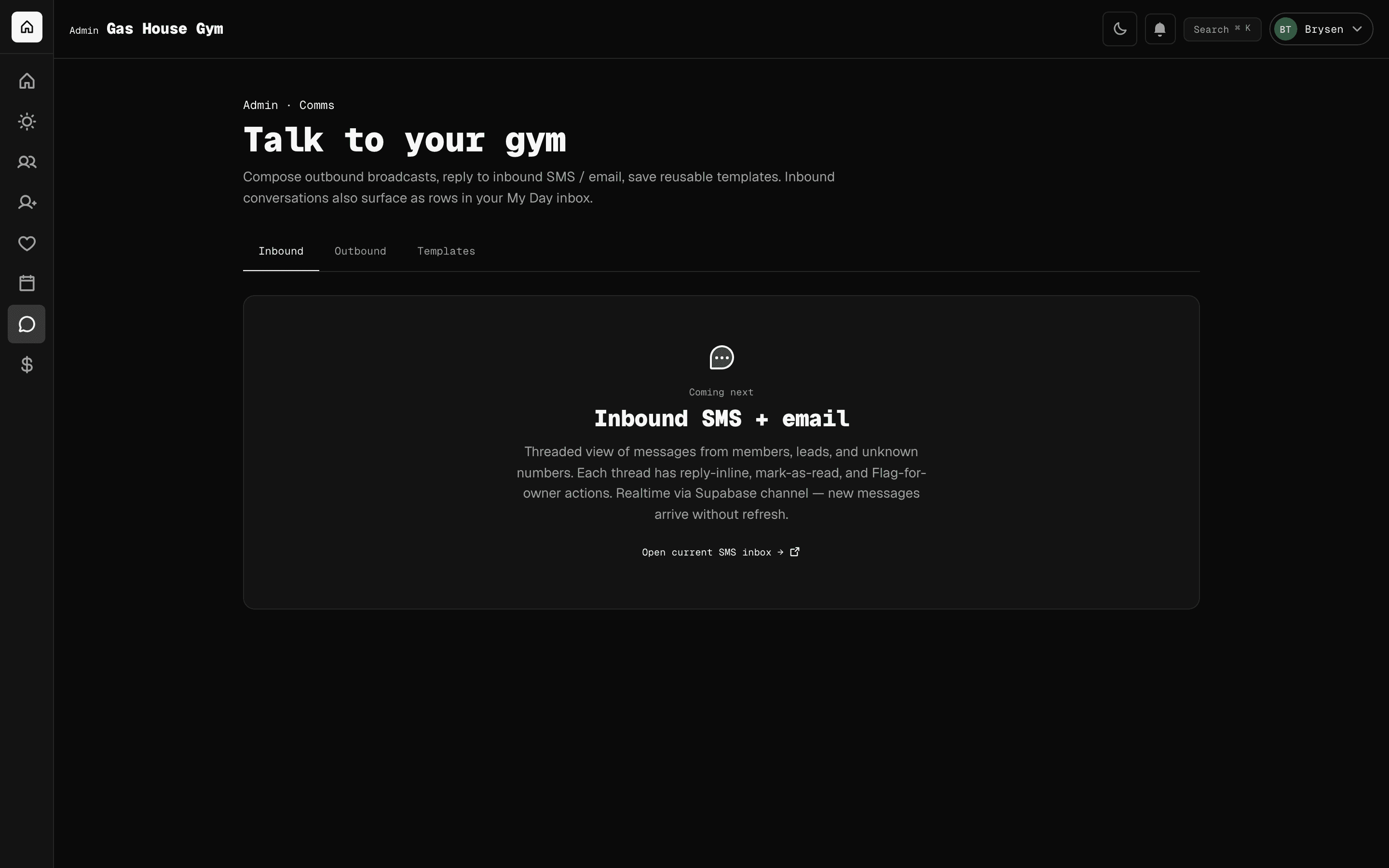 Two-way SMS that doesn't feel like a robot — GymVision feature